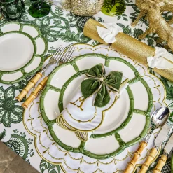 Mrs. Alice Gold Trimmed Green Velvet Bows (Set of 4)< Napkin Rings & Bows