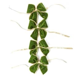 Mrs. Alice Gold Trimmed Green Velvet Bows (Set of 4)< Napkin Rings & Bows