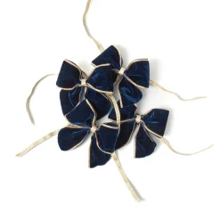 Mrs. Alice Gold Trimmed Navy Velvet Bows (Set of 4)< Napkin Rings & Bows