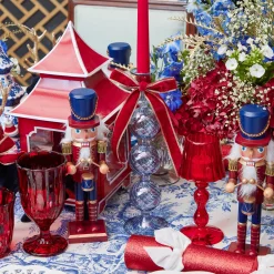 Mrs. Alice Gold Trimmed Red Velvet Bows (Set of 4) - 20cm< Napkin Rings & Bows