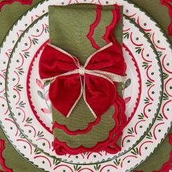 Mrs. Alice Gold Trimmed Red Velvet Bows (Set of 4)< Napkin Rings & Bows