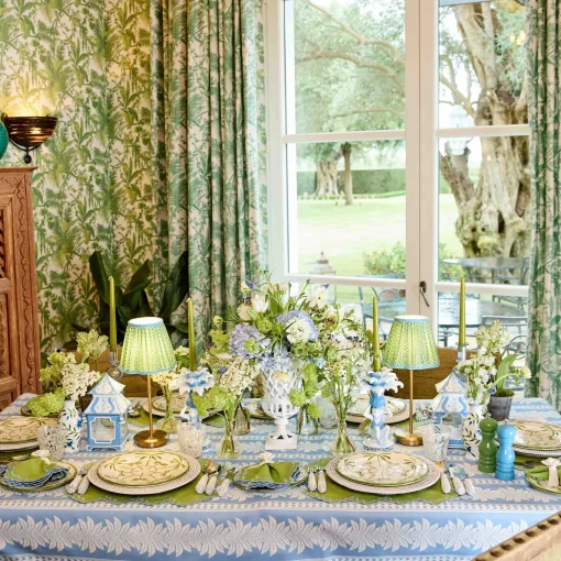 Mrs. Alice Green & Blue Lotus Lampshade (18cm)< Summer Lighting | Lampshades