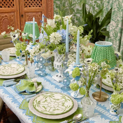 Mrs. Alice Green & Blue Lotus Lampshade (18cm)< Summer Lighting | Lampshades