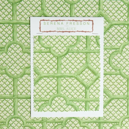 Mrs. Alice Green Bamboo Trellis Fabric< Serena Fresson Fabrics
