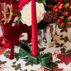 Mrs. Alice Green Ceramic Bow Candleholder (Pair)< Candle Holders