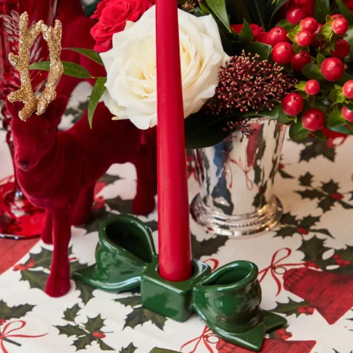 Mrs. Alice Green Ceramic Bow Candleholder (Pair)< Candle Holders