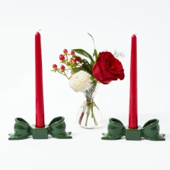 Mrs. Alice Green Ceramic Bow Candleholder (Pair)< Candle Holders