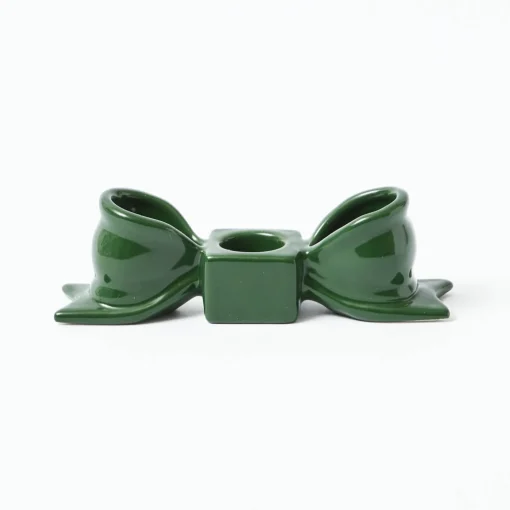 Mrs. Alice Green Ceramic Bow Candleholder (Pair)< Candle Holders