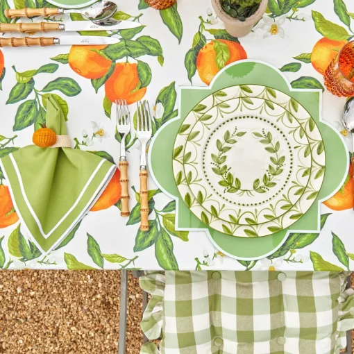 Mrs. Alice Green Gingham Ruffle Seat Pad Cushion< Cushions