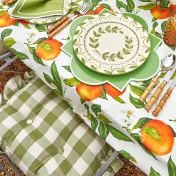 Mrs. Alice Green Gingham Ruffle Seat Pad Cushion< Cushions
