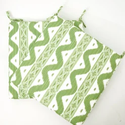 Mrs. Alice Green Ikat Seat Pad Cushion< Cushions