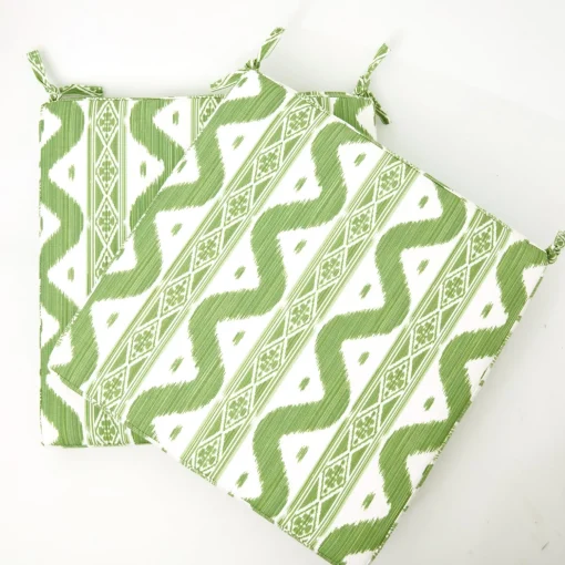Mrs. Alice Green Ikat Seat Pad Cushion< Cushions
