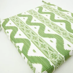 Mrs. Alice Green Ikat Seat Pad Cushion< Cushions