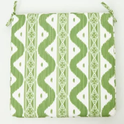 Mrs. Alice Green Ikat Seat Pad Cushion< Cushions