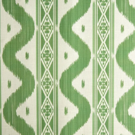 Mrs. Alice Green Ikat Stripe Fabric< Serena Fresson Fabrics