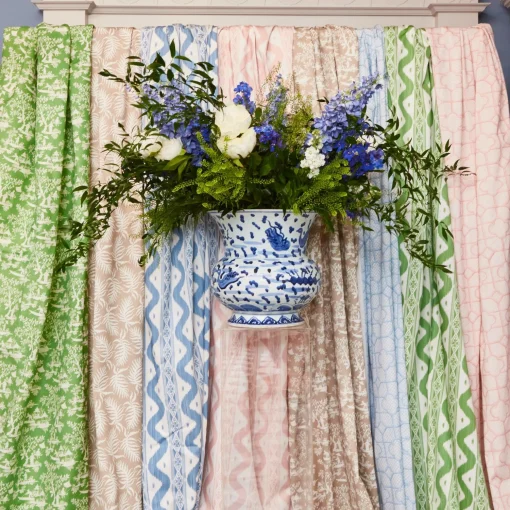 Mrs. Alice Green Ikat Stripe Fabric< Serena Fresson Fabrics