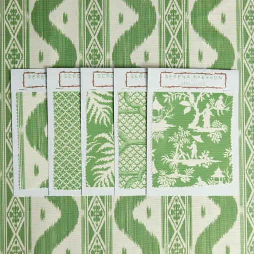 Mrs. Alice Green Ikat Stripe Fabric< Serena Fresson Fabrics
