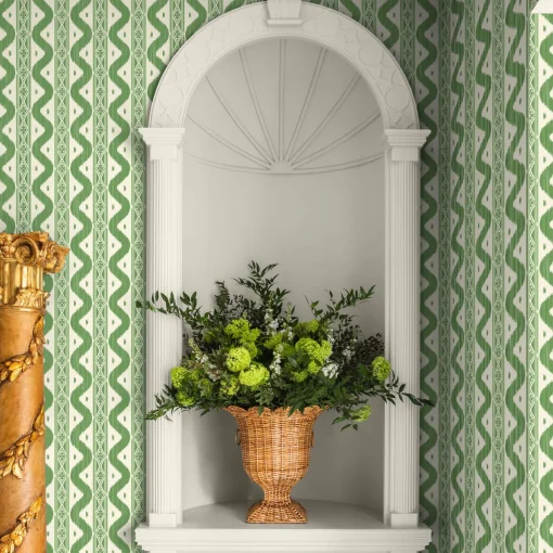 Mrs. Alice Green Ikat Stripe Wallpaper< Serena Fresson Wallpapers