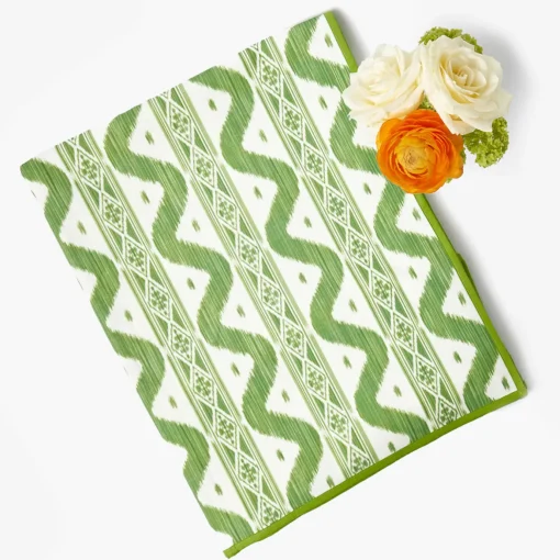 Mrs. Alice Green Ikat Tablecloth< Summer Table Linen | Tablecloths