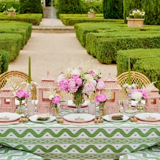 Mrs. Alice Green Ikat Tablecloth< Summer Table Linen | Tablecloths