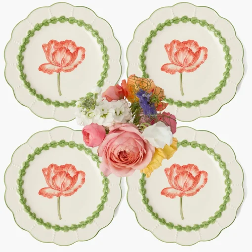 Mrs. Alice Green Laurel Tulip Dinner Plates (Set of 4)< Summer Crockery | Dinner Plates