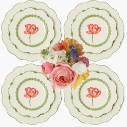 Mrs. Alice Green Laurel Tulip Dinner & Starter Plates (Set of 8)< Summer Crockery | Crockery Sets