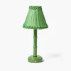 Mrs. Alice Green Leonora Lacquer Rechargeable Lamp with Green Frilled Silk Shade (18cm)< Rechargeable Table Lamps