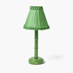 Mrs. Alice Green Leonora Lacquer Rechargeable Lamp with Green Frilled Silk Shade (18cm)< Rechargeable Table Lamps