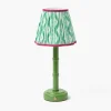 Mrs. Alice Green Leonora Lacquer Rechargeable Lamp with Green & Raspberry Ikat Shade (18cm)< Rechargeable Table Lamps | Summer Lighting