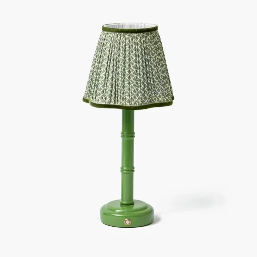 Mrs. Alice Green Leonora Lacquer Rechargeable Lamp with Olive Lotus Shade (18cm)< Rechargeable Table Lamps