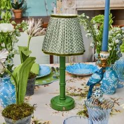 Mrs. Alice Green Leonora Lacquer Rechargeable Lamp with Olive Lotus Shade (18cm)< Rechargeable Table Lamps