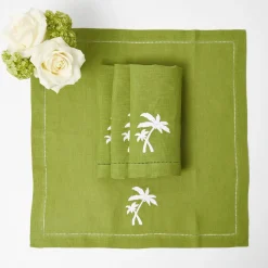 Mrs. Alice Green Linen Palm Tree Napkins (Set of 4)< Summer Table Linen | Napkins