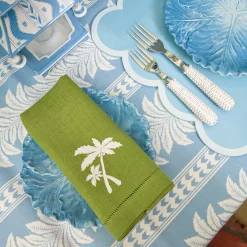 Mrs. Alice Green Linen Palm Tree Napkins (Set of 4)< Summer Table Linen | Napkins