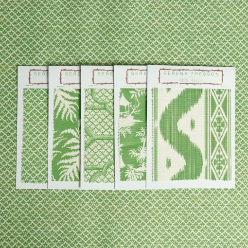 Mrs. Alice Green Lotus Flower Fabric< Serena Fresson Fabrics