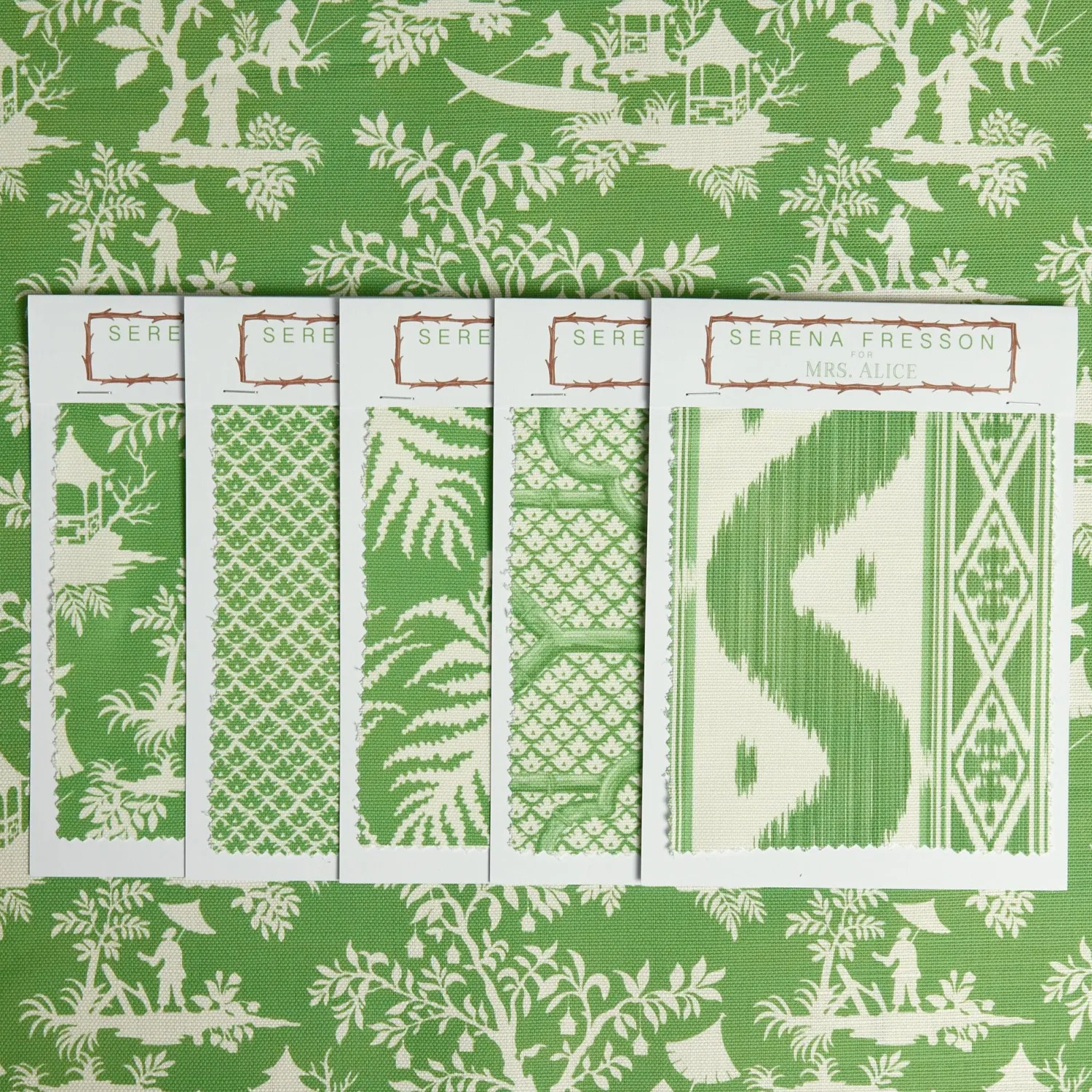 Mrs. Alice Green Pagoda Garden Fabric< Serena Fresson Fabrics