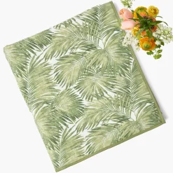 Mrs. Alice Green Palm Tablecloth< Summer Table Linen | Tablecloths