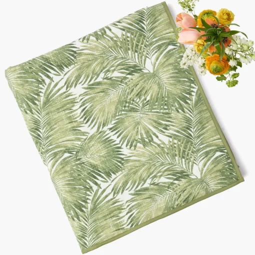 Mrs. Alice Green Palm Tablecloth< Summer Table Linen | Tablecloths