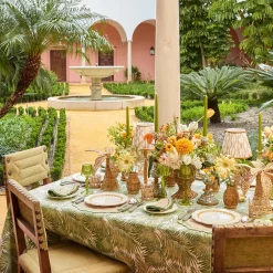 Mrs. Alice Green Palm Tablecloth< Summer Table Linen | Tablecloths
