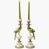 Mrs. Alice Green Parrot Candle Holder (Pair)< Summer Candleware | Candle Holders