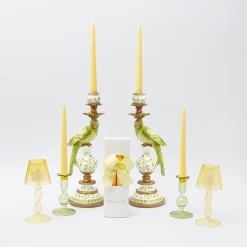Mrs. Alice Green Parrot Candle Holder (Pair)< Summer Candleware | Candle Holders