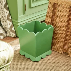 Mrs. Alice Green Scalloped Lacquer Waste Paper Bin< For Her | For Him