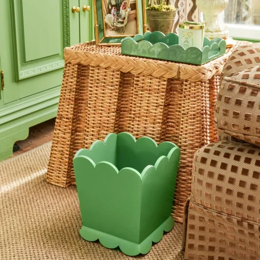 Mrs. Alice Green Scalloped Lacquer Waste Paper Bin< For Her | For Him