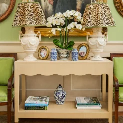 Mrs. Alice Gwendolyn Grasscloth Console Table< Furniture