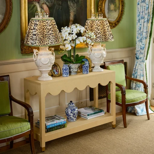 Mrs. Alice Gwendolyn Grasscloth Console Table< Furniture
