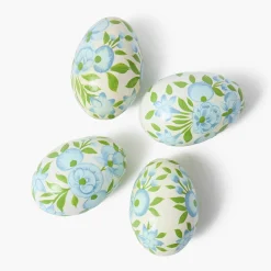 Mrs. Alice Hand Painted Green & Blue Pastel Eggs (Set of 4)< Spring Decorations