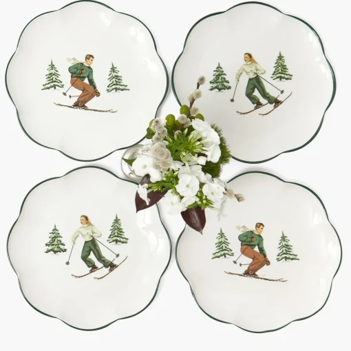Mrs. Alice Heidi & Hans Skier Dinner Plate  (Set of 4)< Dinner Plates | Crockery Sets