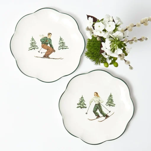 Mrs. Alice Heidi & Hans Skier Dinner Plate  (Set of 4)< Dinner Plates | Crockery Sets