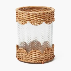 Mrs. Alice Helena Rattan Hurricane Lantern< Summer Glassware | Summer Candleware