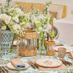 Mrs. Alice Helena Rattan Hurricane Lantern< Summer Glassware | Summer Candleware