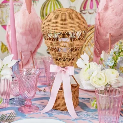 Mrs. Alice Hot Air Balloon Rechargeable Lamp with Pink Bow< Rechargeable Table Lamps | Lamp Stands